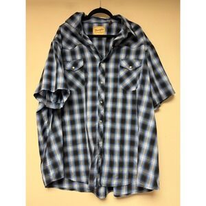 Wrangler Western Shirts Mens 4XL Plaid Short Sleeve Button Up Big Tall